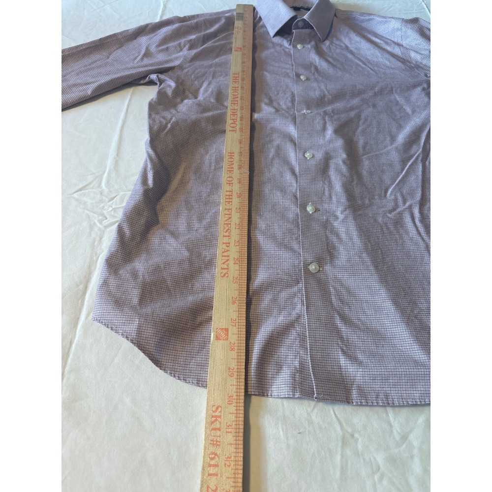 Banana Republic Dress Shirt Mens Medium Purple White Micro-Check Long Slv - Picture 5 of 13